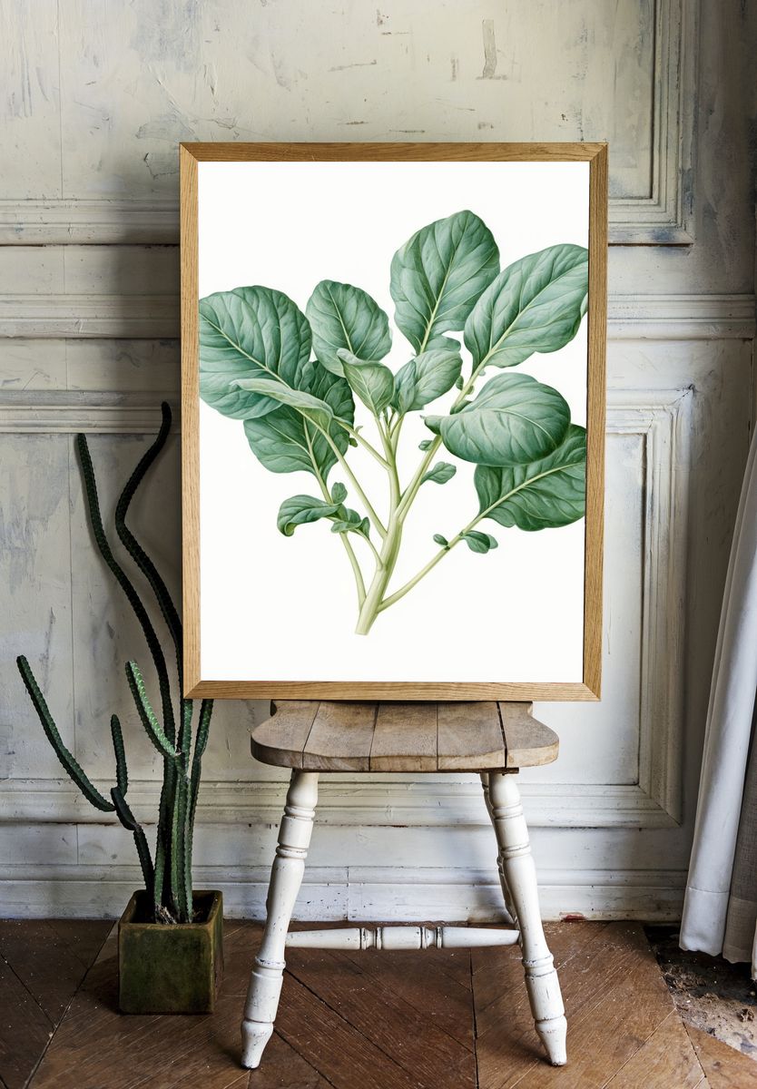 Green Leaf Botanical Print. room preview