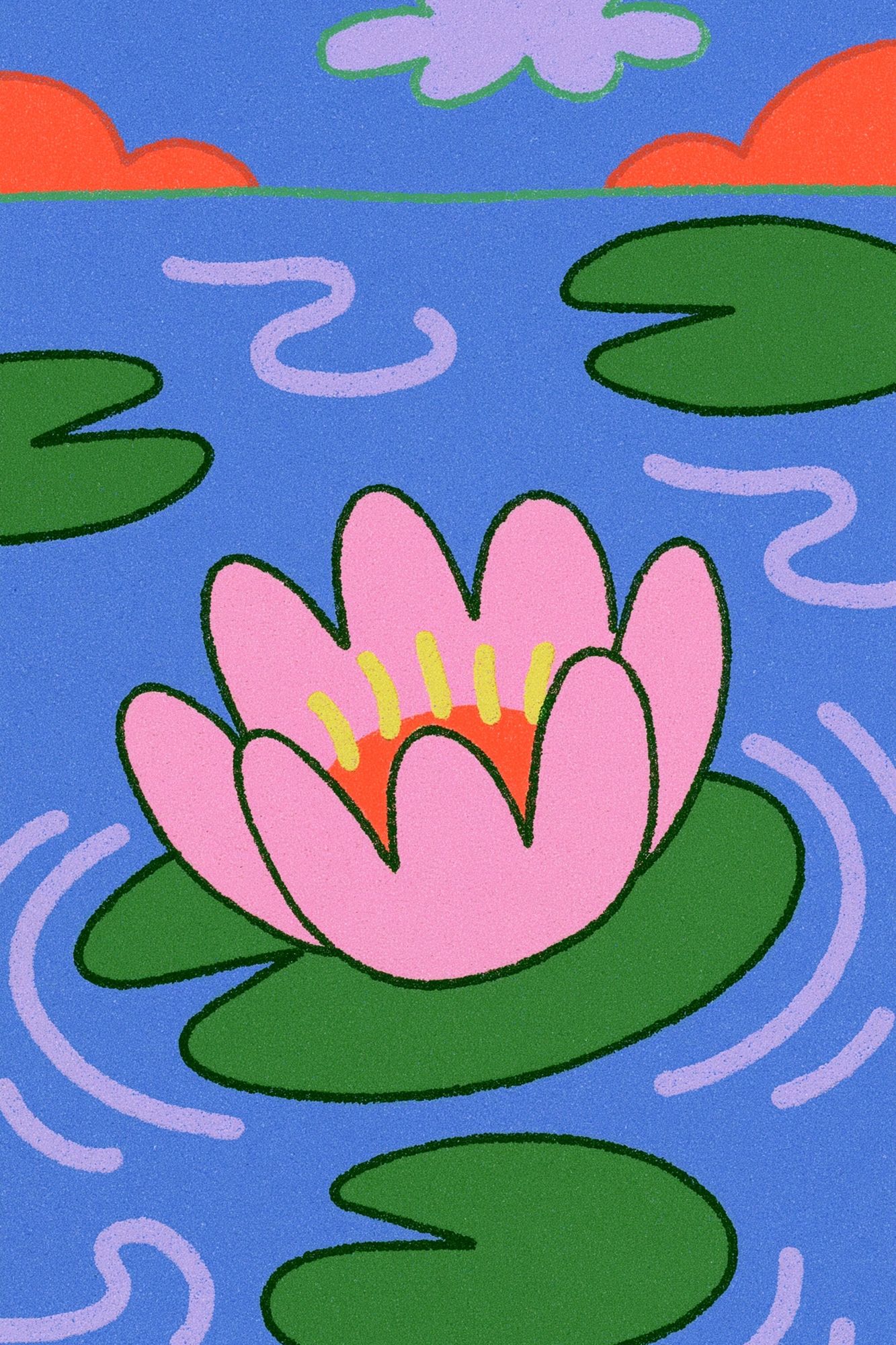 Lily Pad Pond Illustration Poster. poster detail
