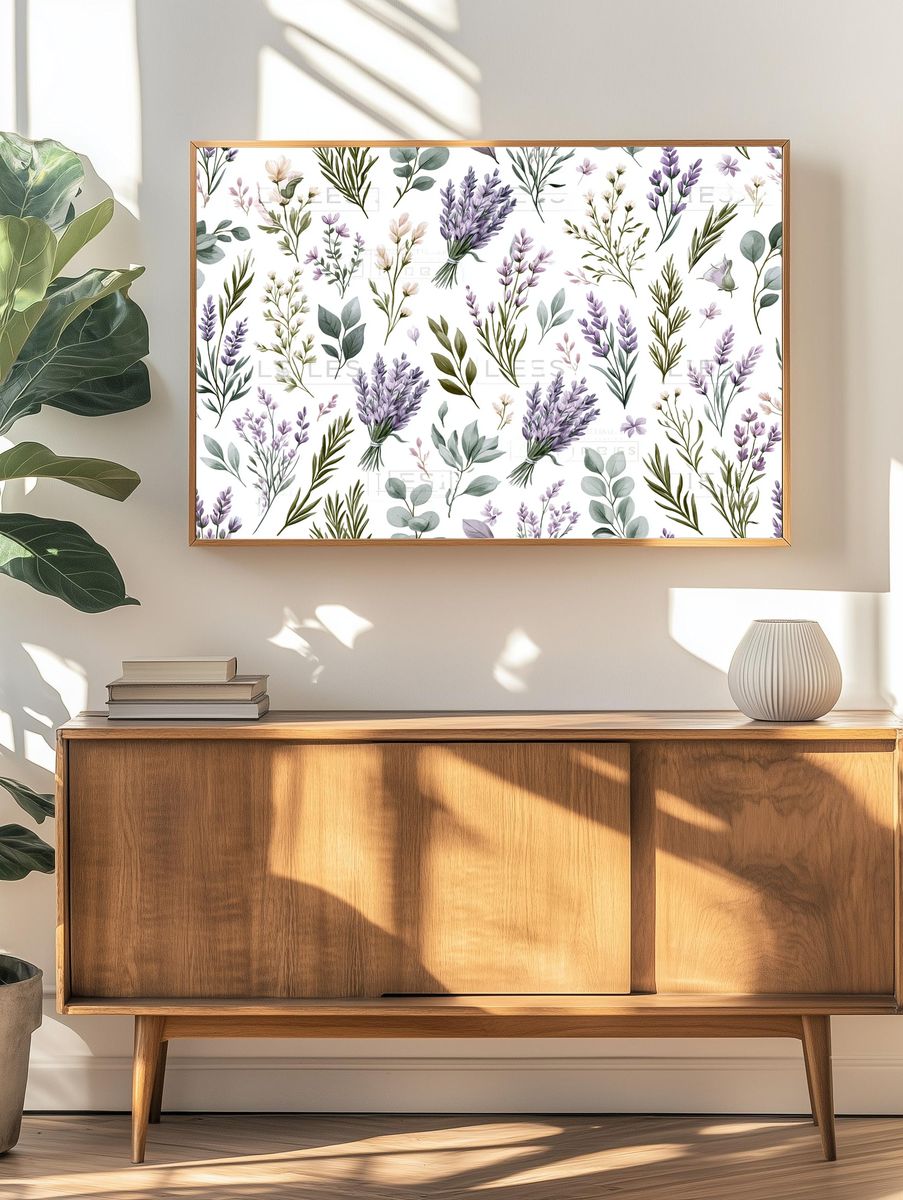 Lavender Botanical Pattern Print. — room view 3