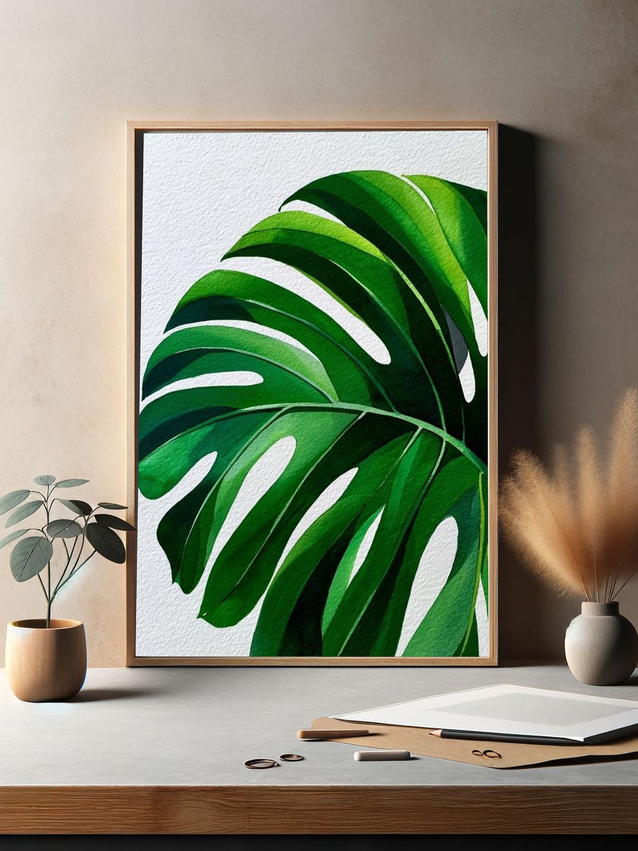 Monstera Leaf Botanical Print. — room view 2