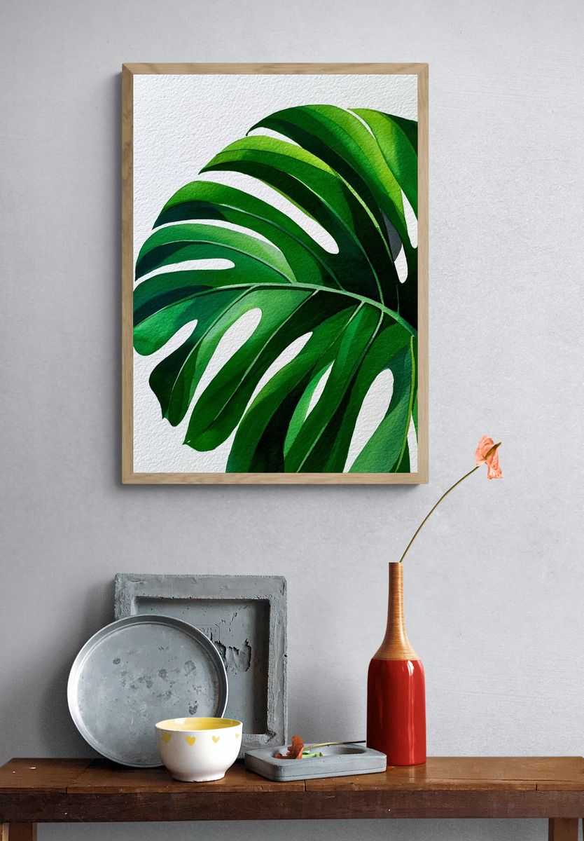 Monstera Leaf Botanical Print. — room view 3