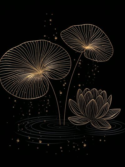 Golden Lotus Bloom Print.