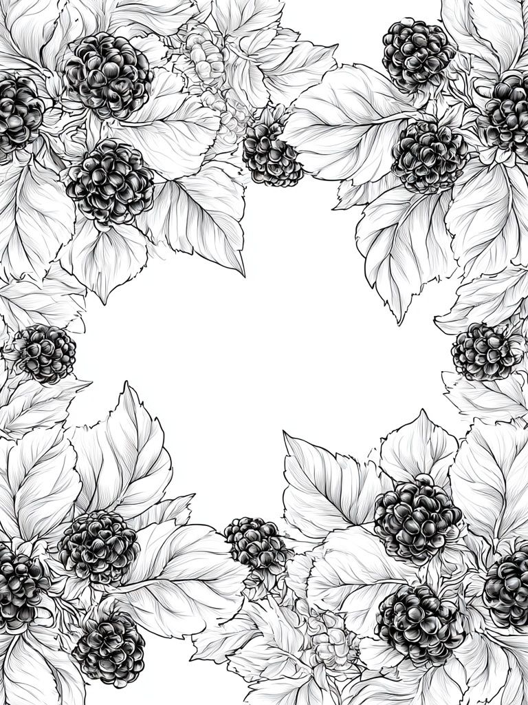 Blackberry Floral Wreath Print. poster detail