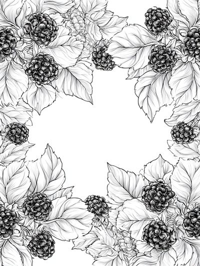 Blackberry Floral Wreath Print.