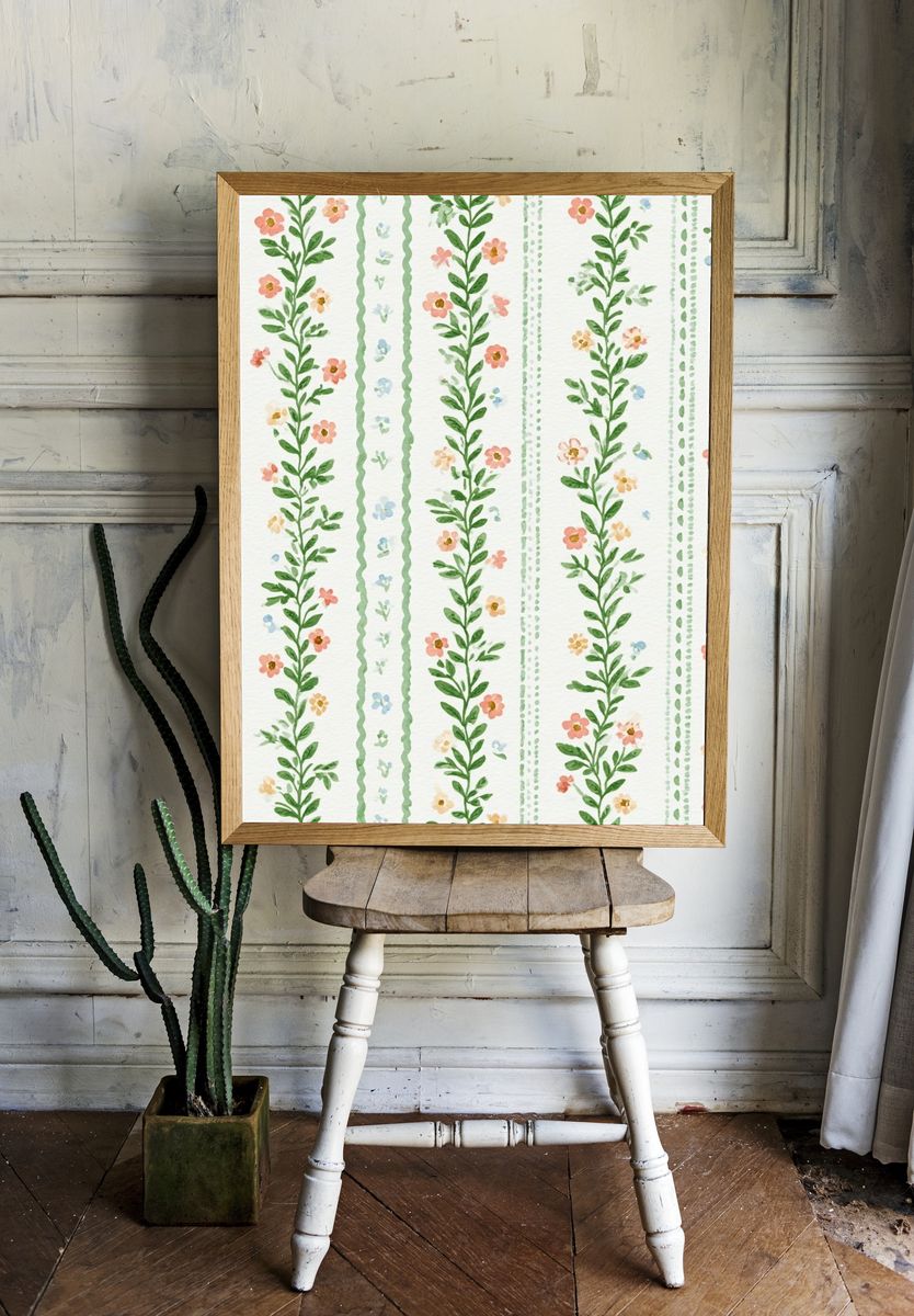 Floral Vine Watercolor Print. room preview