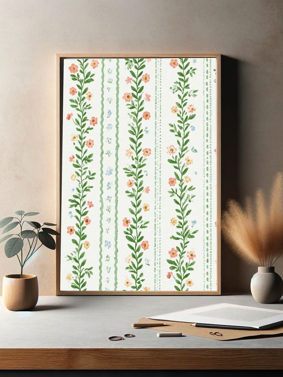 Floral Vine Watercolor Print. — room view 2