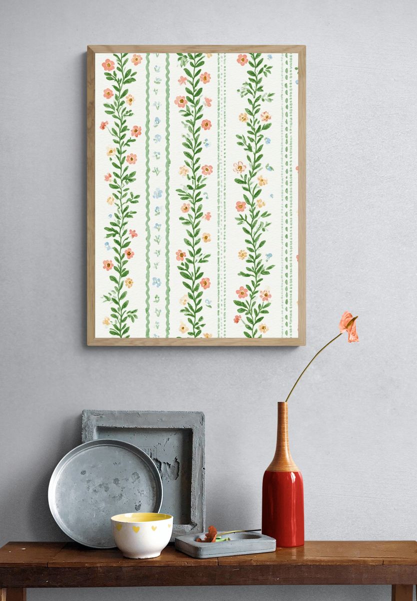 Floral Vine Watercolor Print. — room view 3