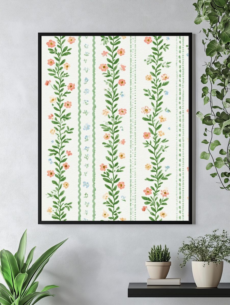 Floral Vine Watercolor Print. — room view 4