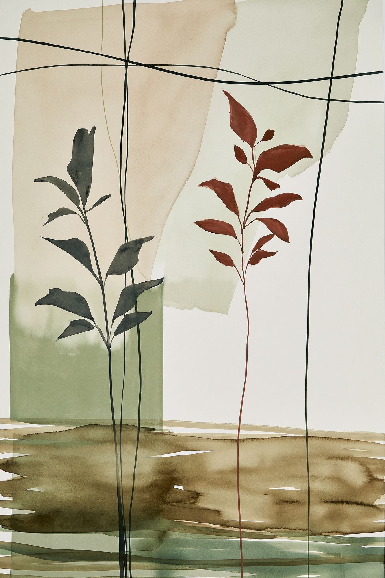 Botanical Abstract Watercolor Poster. poster detail