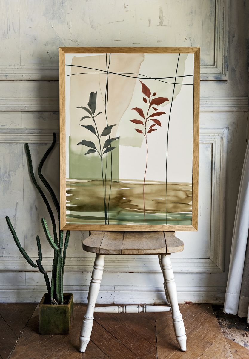 Botanical Abstract Watercolor Poster. room preview