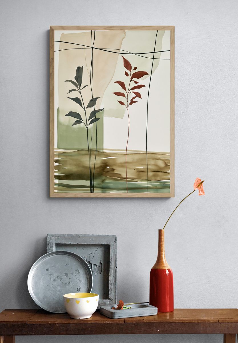 Botanical Abstract Watercolor Poster. — room view 3