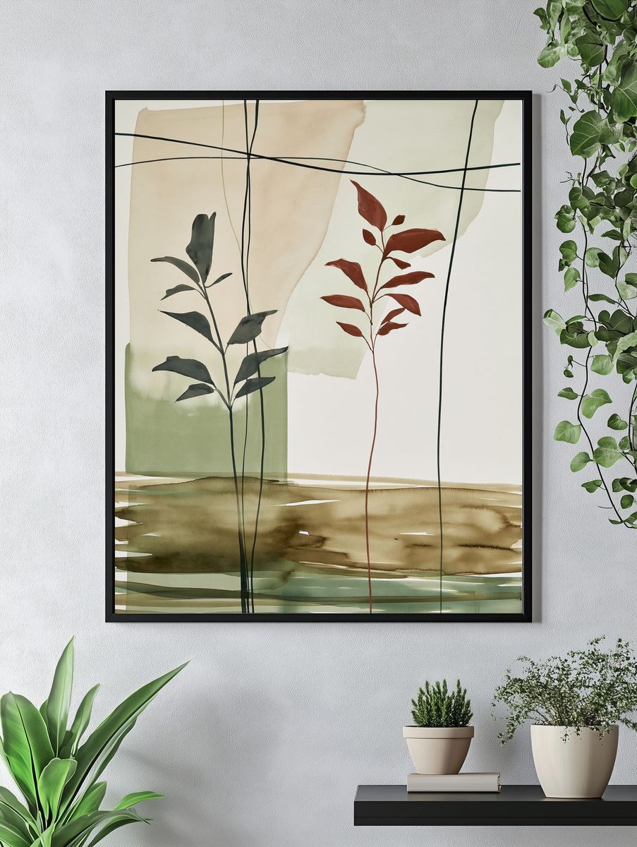 Botanical Abstract Watercolor Poster. — room view 4