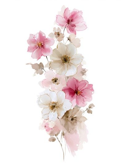 Blush Cherry Blossom Watercolor Poster.