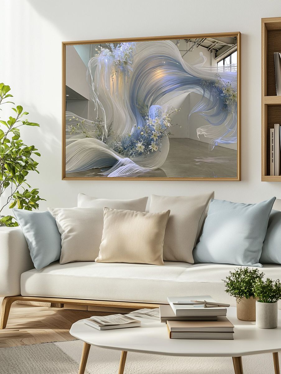 Flowing Floral Installation Print. — room view 2