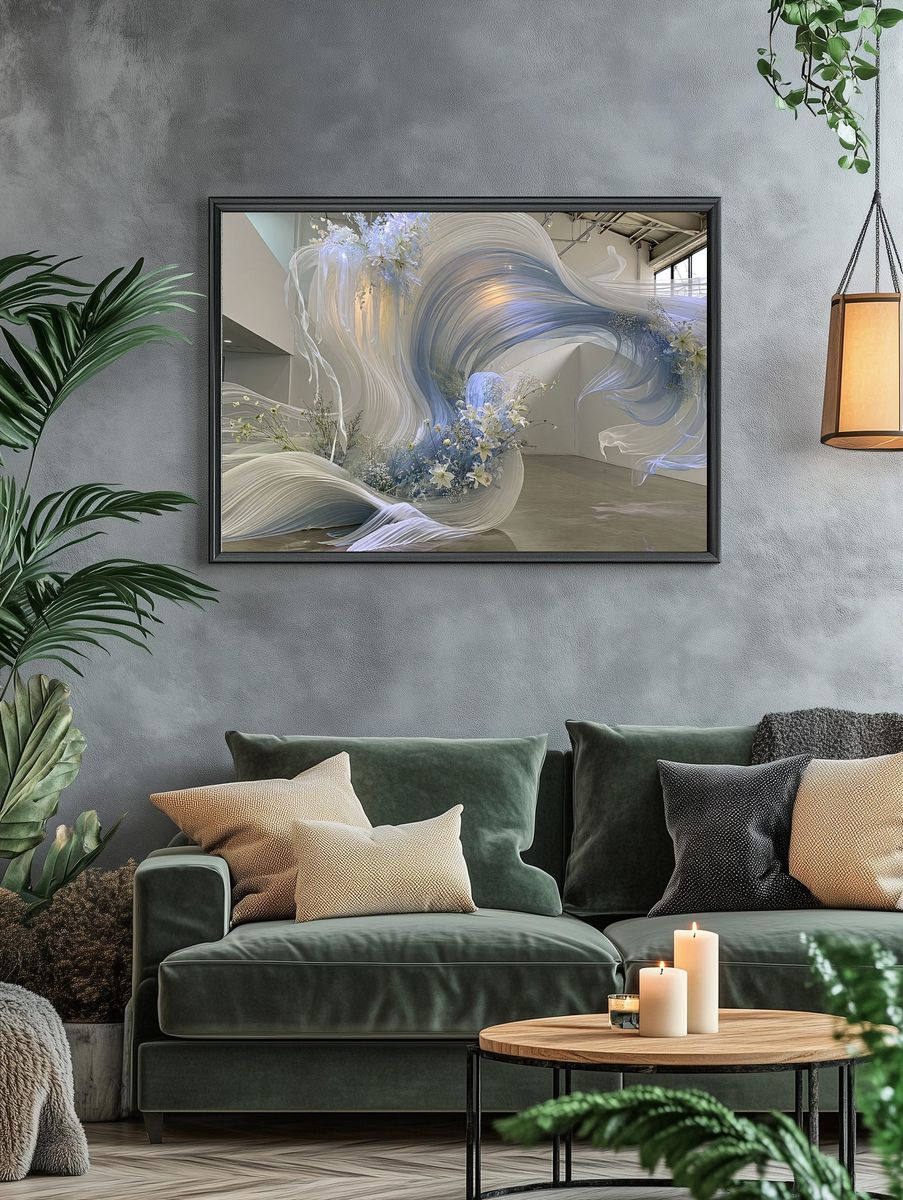 Flowing Floral Installation Print. — room view 4
