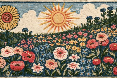 Sunlit Wildflower Meadow Vintage Print. poster