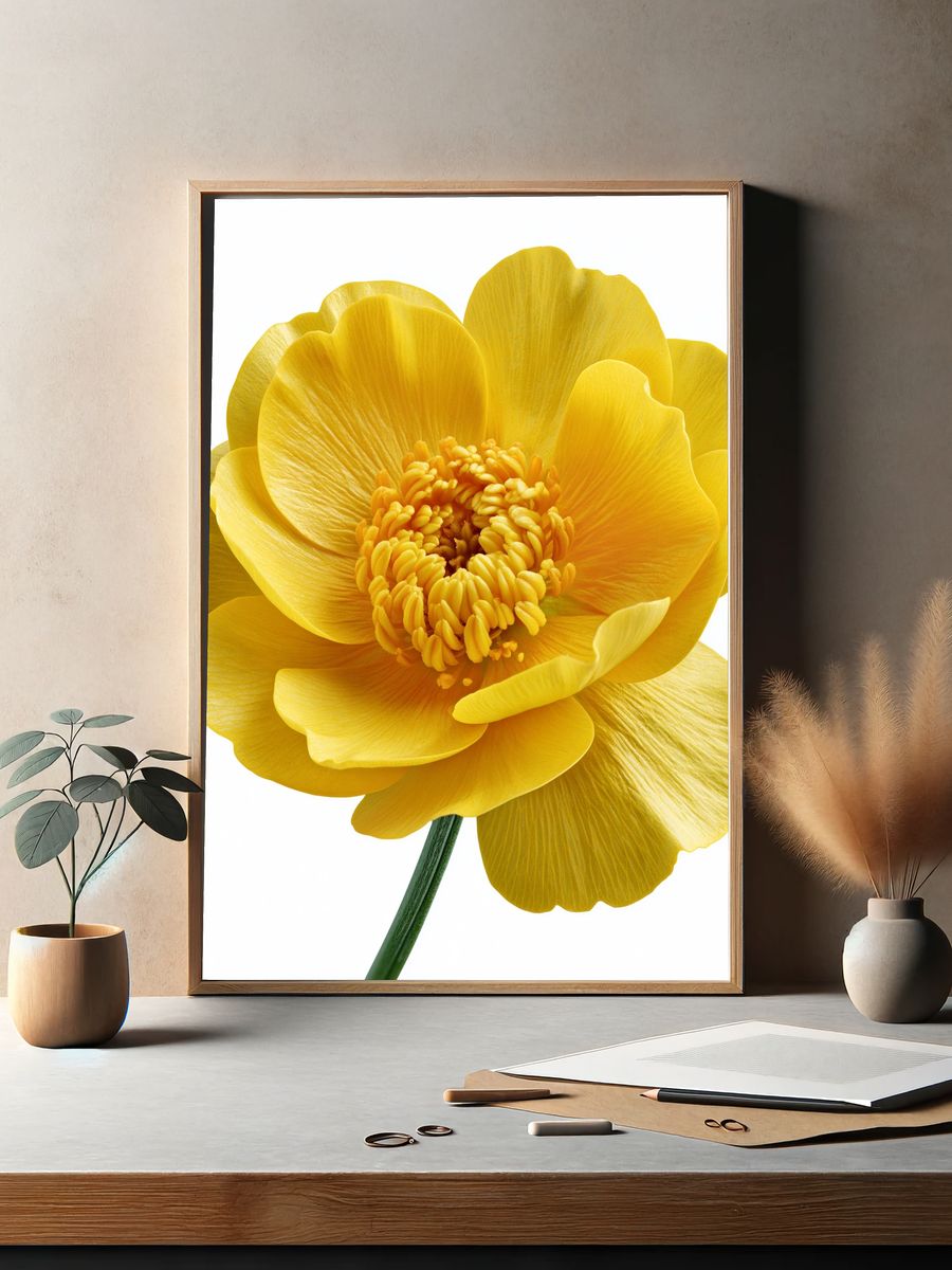 Yellow Buttercup Botanical Print. — room view 2