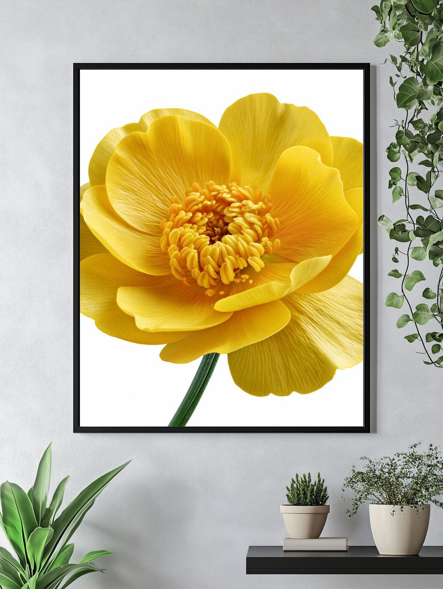 Yellow Buttercup Botanical Print. — room view 4