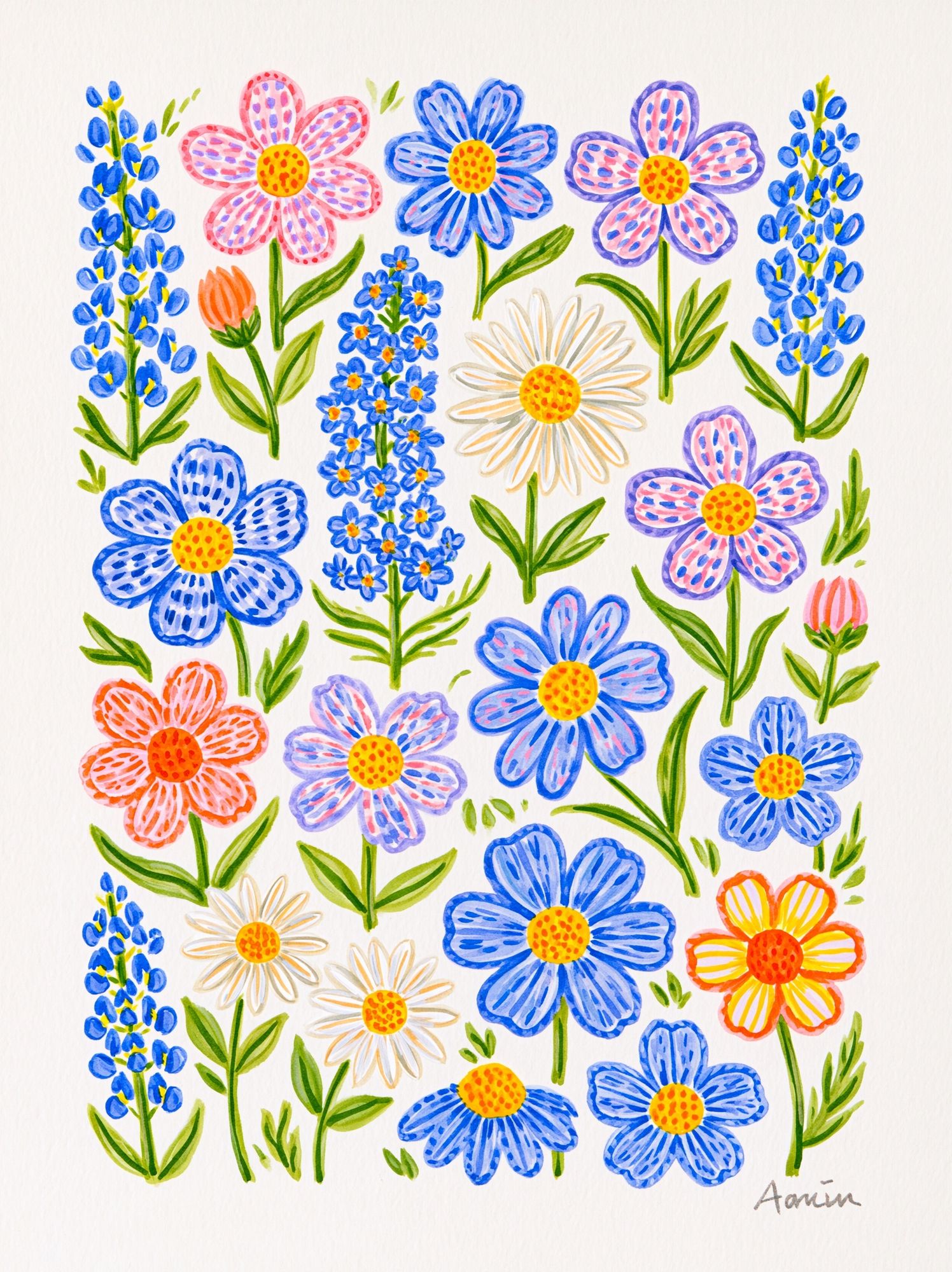 Wildflower Bouquet Watercolor Print. poster detail