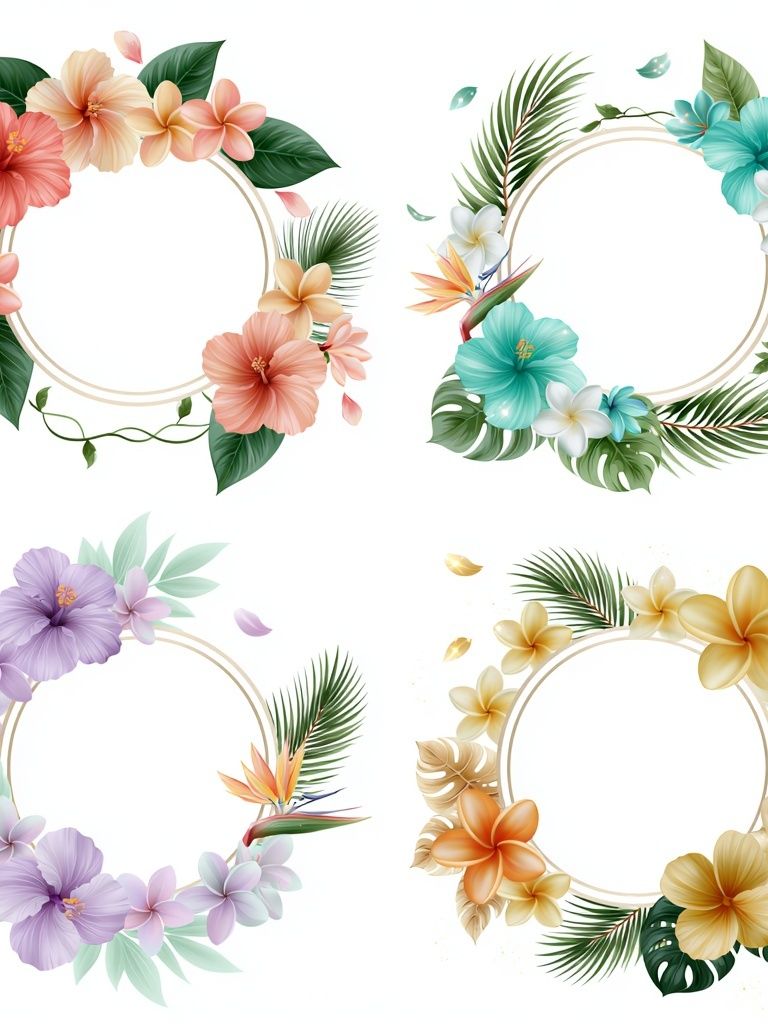 Tropical Floral Wreath Print. poster — botanical art