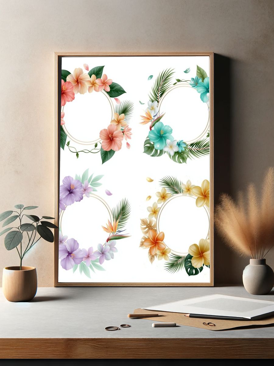Tropical Floral Wreath Print. — room view 2