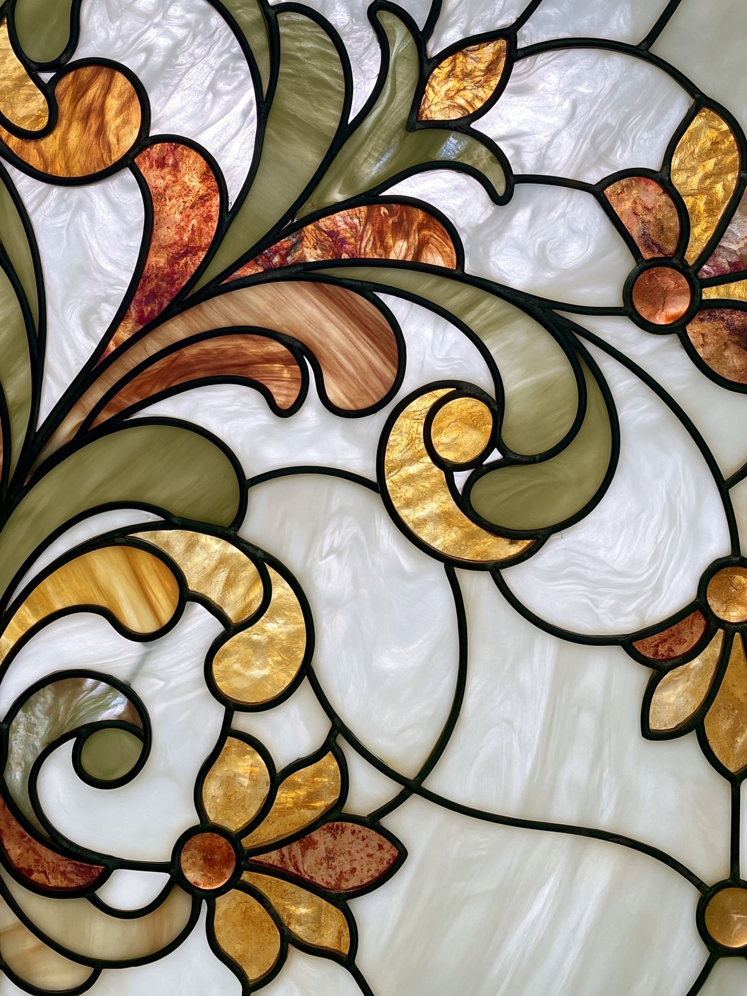 Stained Glass Floral Scroll Poster. poster — botanical art