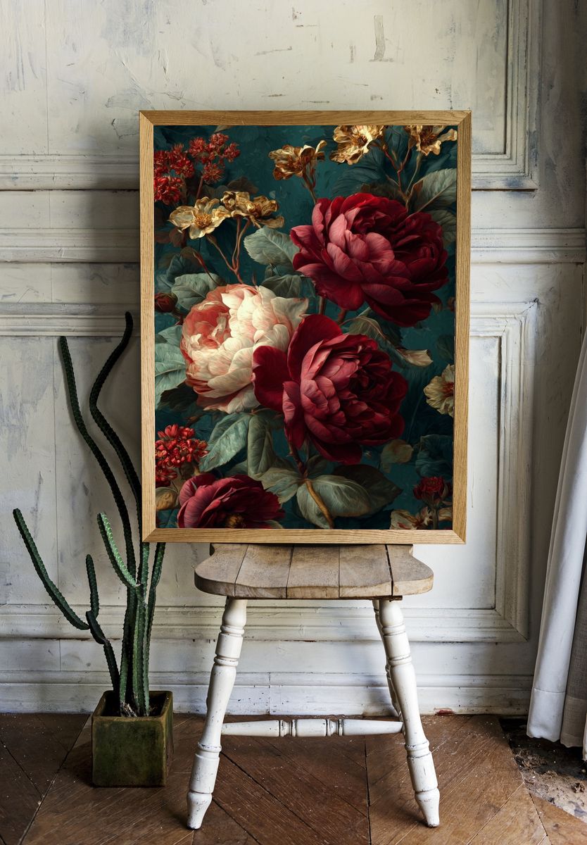 Velvet Peonies Botanical Print. — room view 1