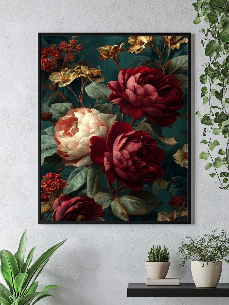 Velvet Peonies Botanical Print. — room view 4