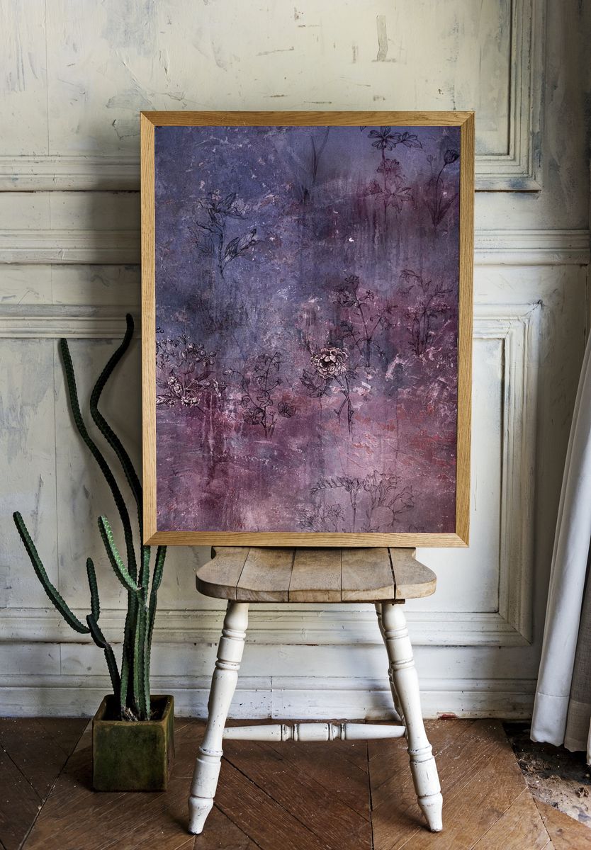 Old grungy floral background texture. — room view 1