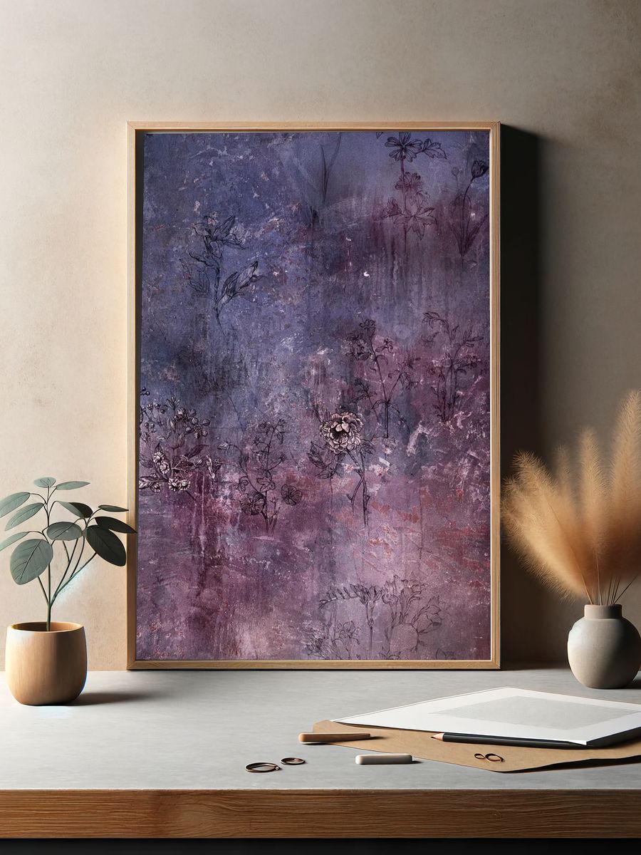 Old grungy floral background texture. — room view 2