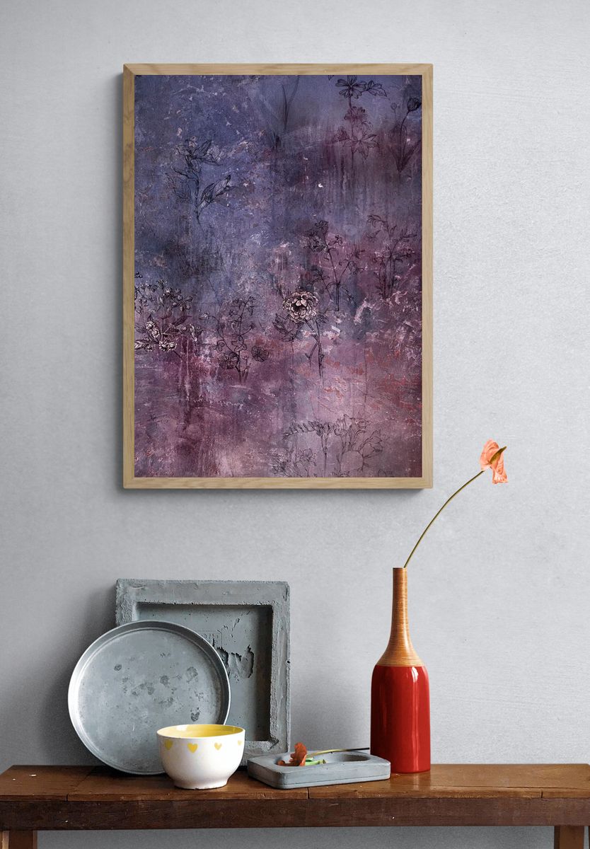 Old grungy floral background texture. — room view 3