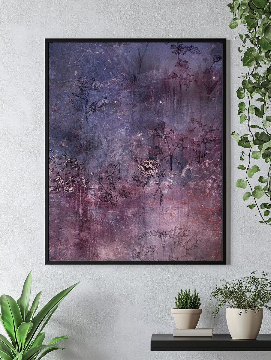 Old grungy floral background texture. — room view 4