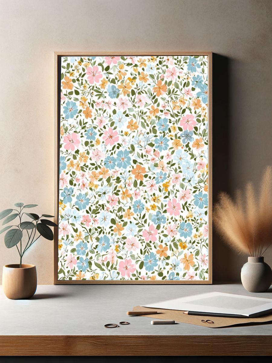 Pastel Wildflower Botanical Print. — room view 2