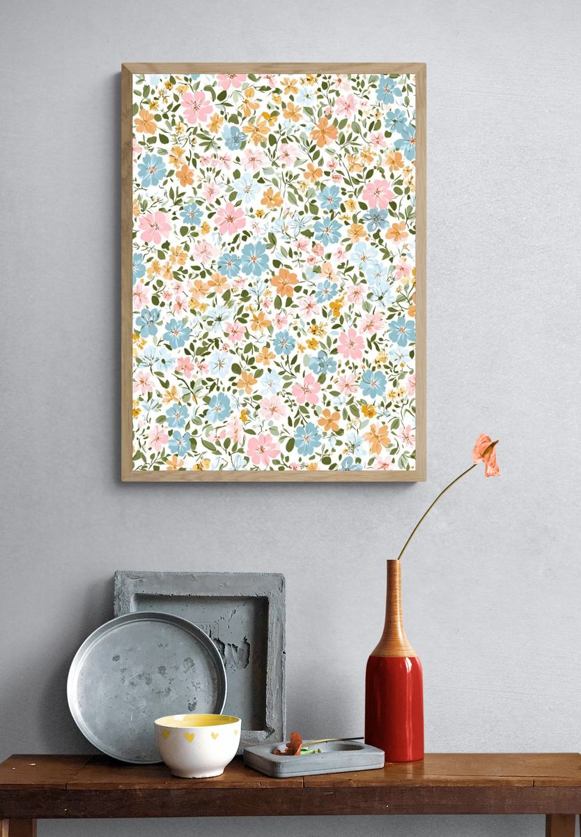 Pastel Wildflower Botanical Print. — room view 3