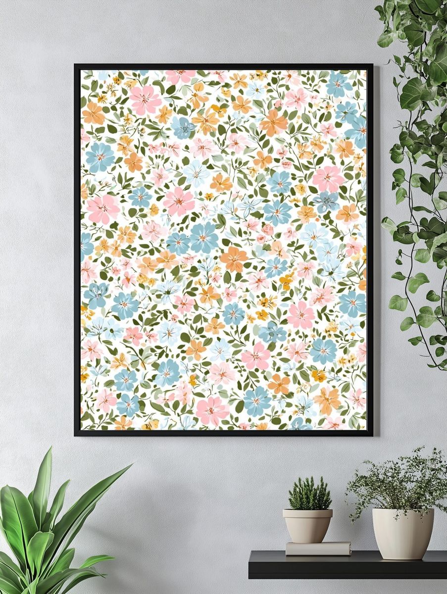 Pastel Wildflower Botanical Print. — room view 4
