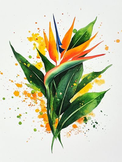 Bird of Paradise Watercolor Print. poster