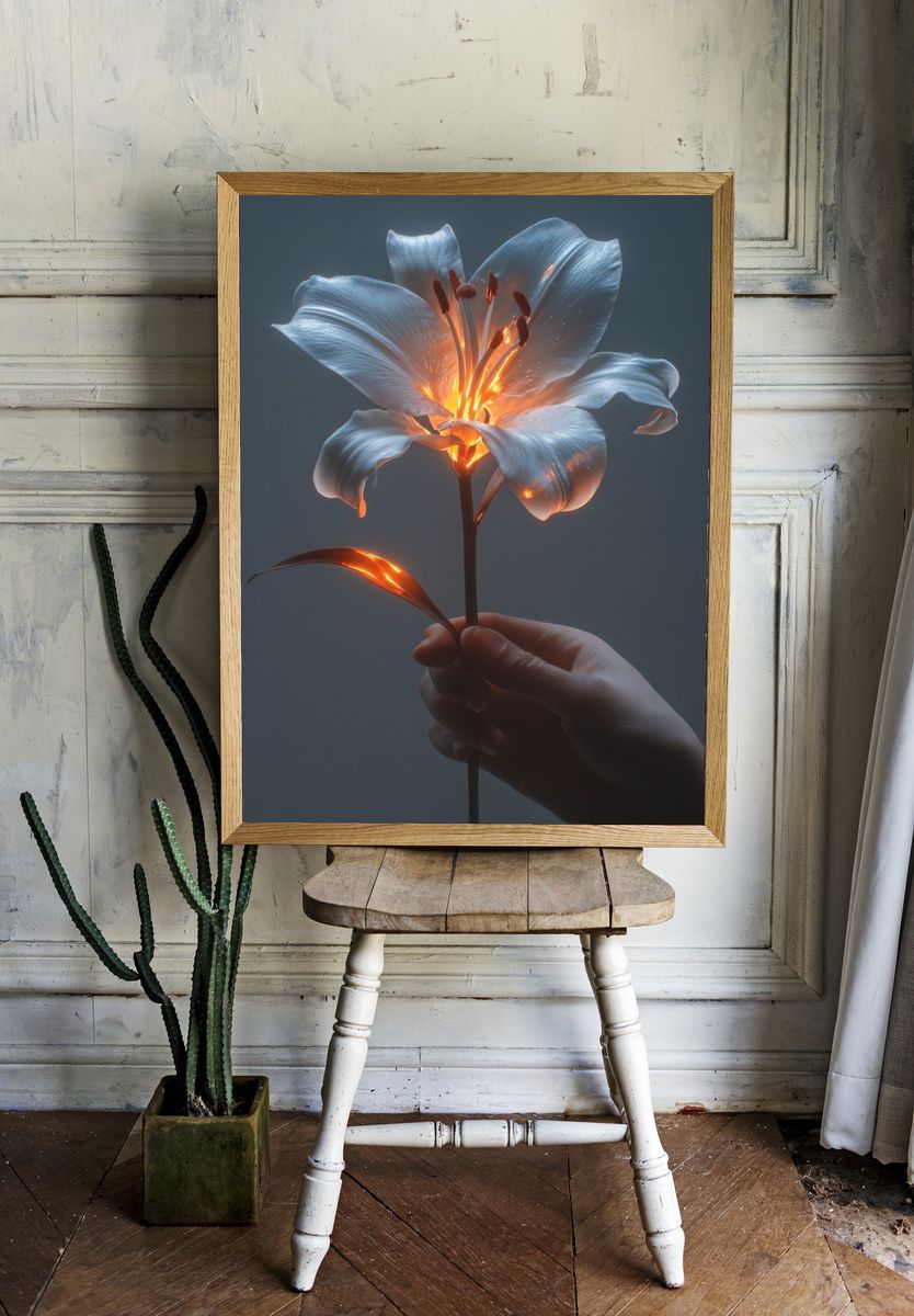 Glowing Lily Fine-Art Print. — room view 1