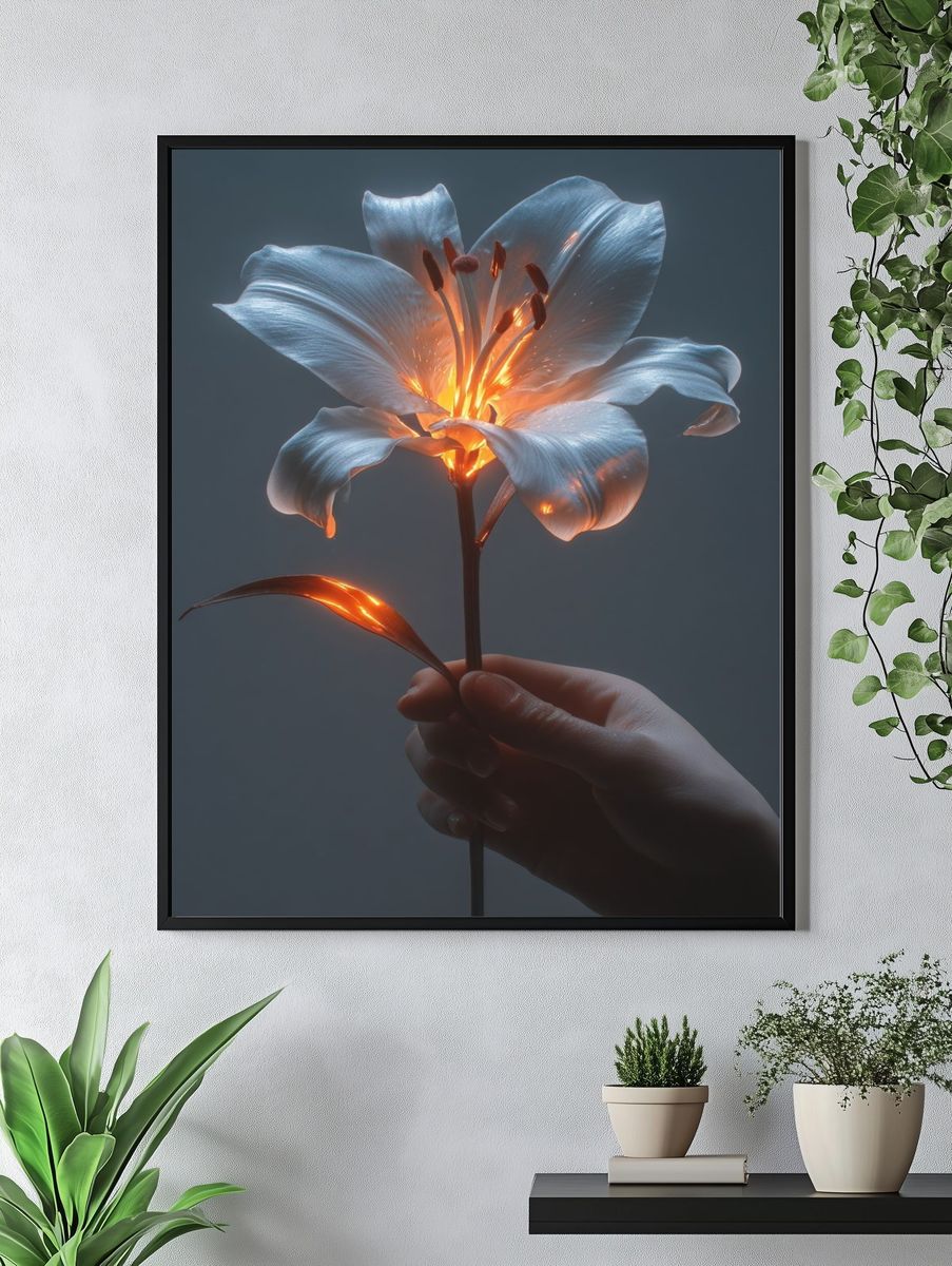 Glowing Lily Fine-Art Print. — room view 4