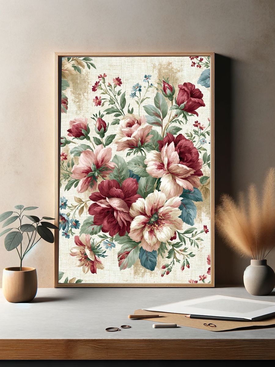 Vintage Floral Bouquet Print. — room view 2