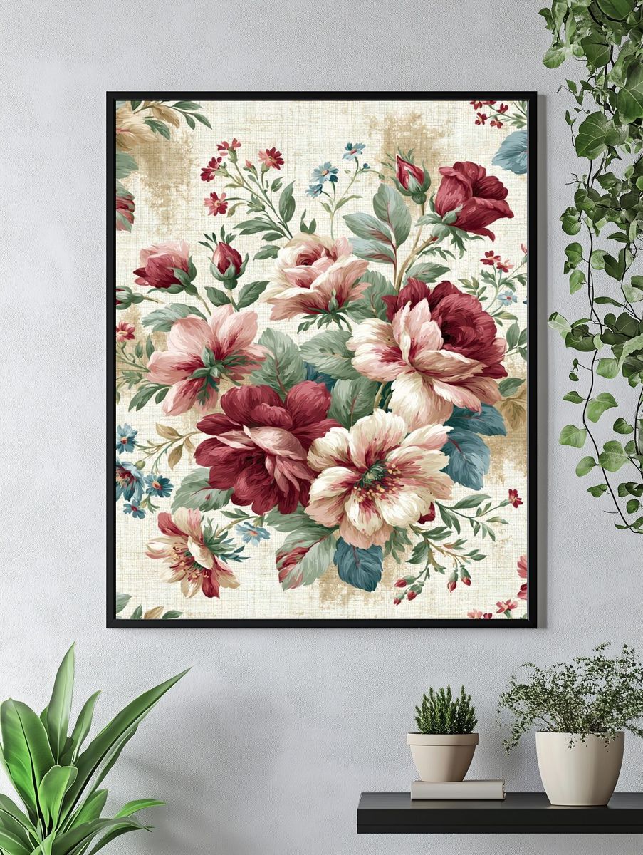 Vintage Floral Bouquet Print. — room view 4
