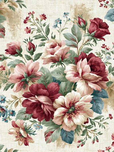 Vintage Floral Bouquet Print.