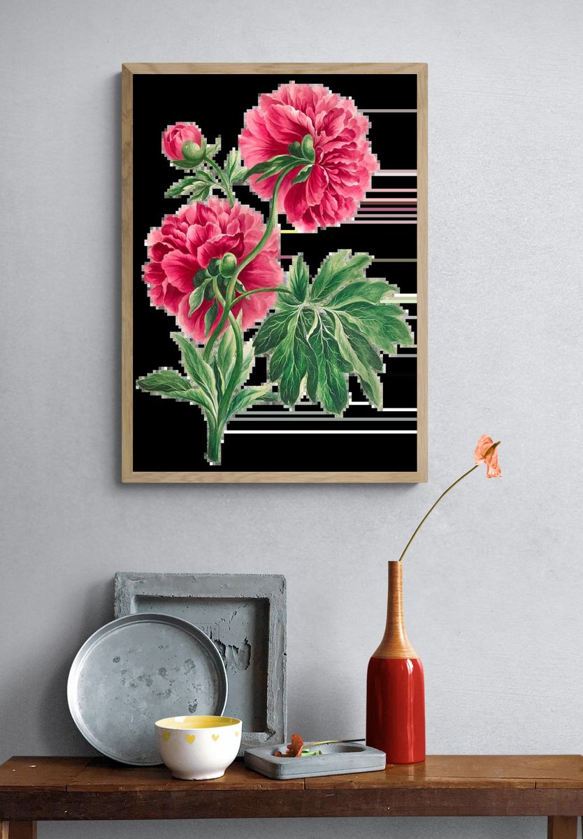 Blue Hydrangea Basket Watercolor Print. — room view 3