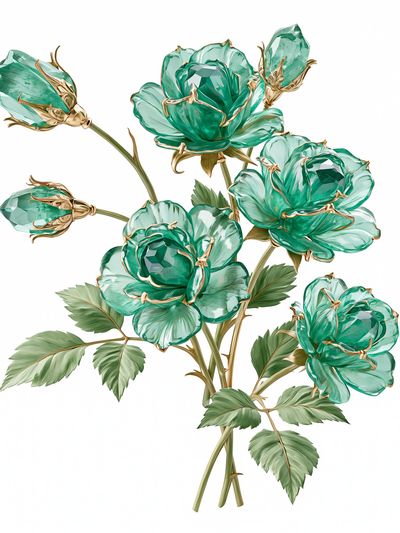 Emerald Rose Botanical Print.