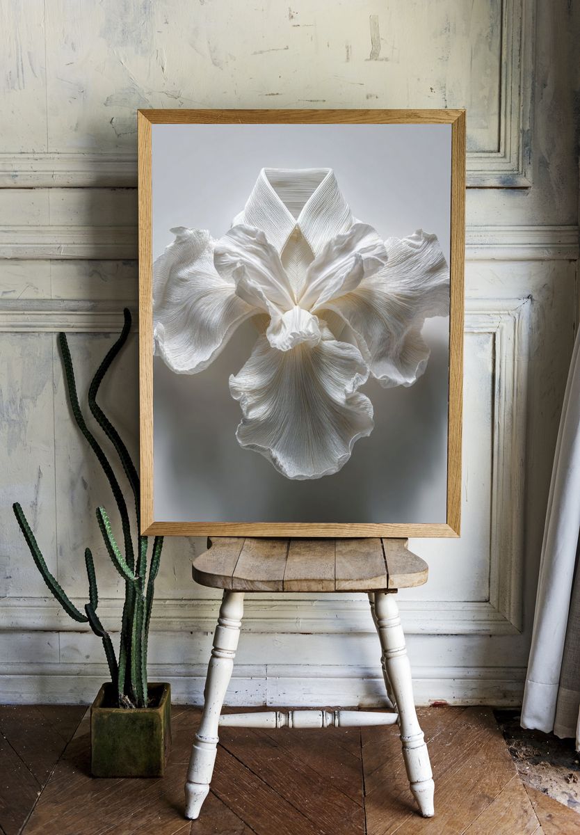 White Orchid Sculpture Print. — room view 1