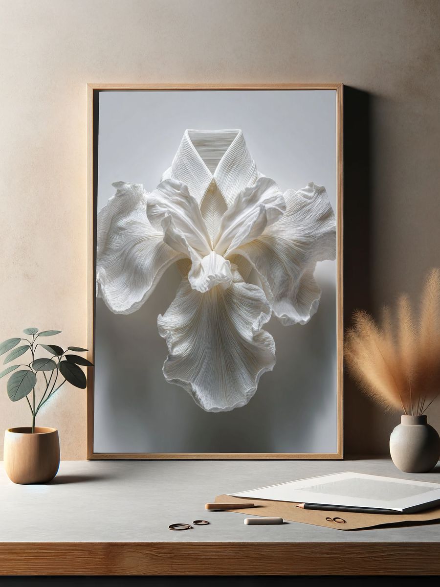 White Orchid Sculpture Print. — room view 2