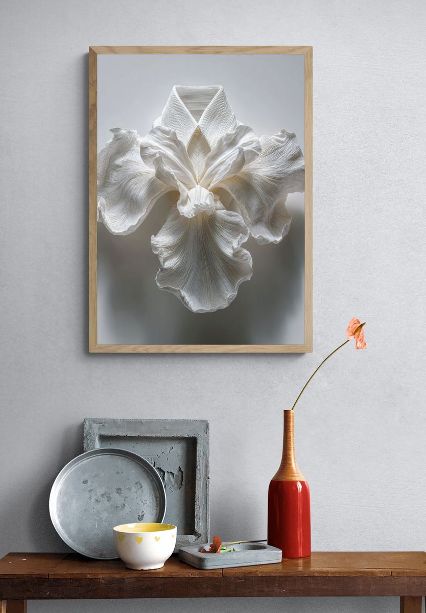 White Orchid Sculpture Print. — room view 3