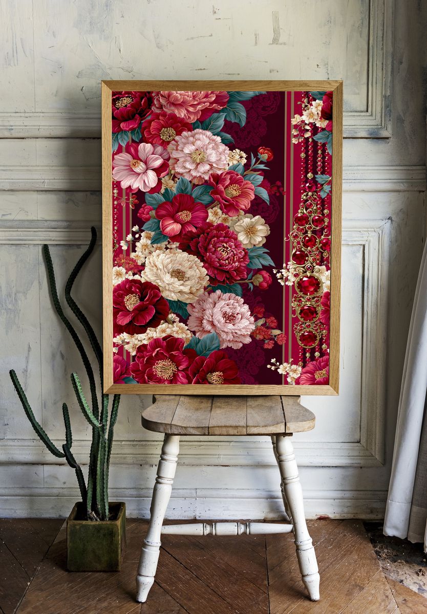 Velvet Floral Jewel Poster. room preview