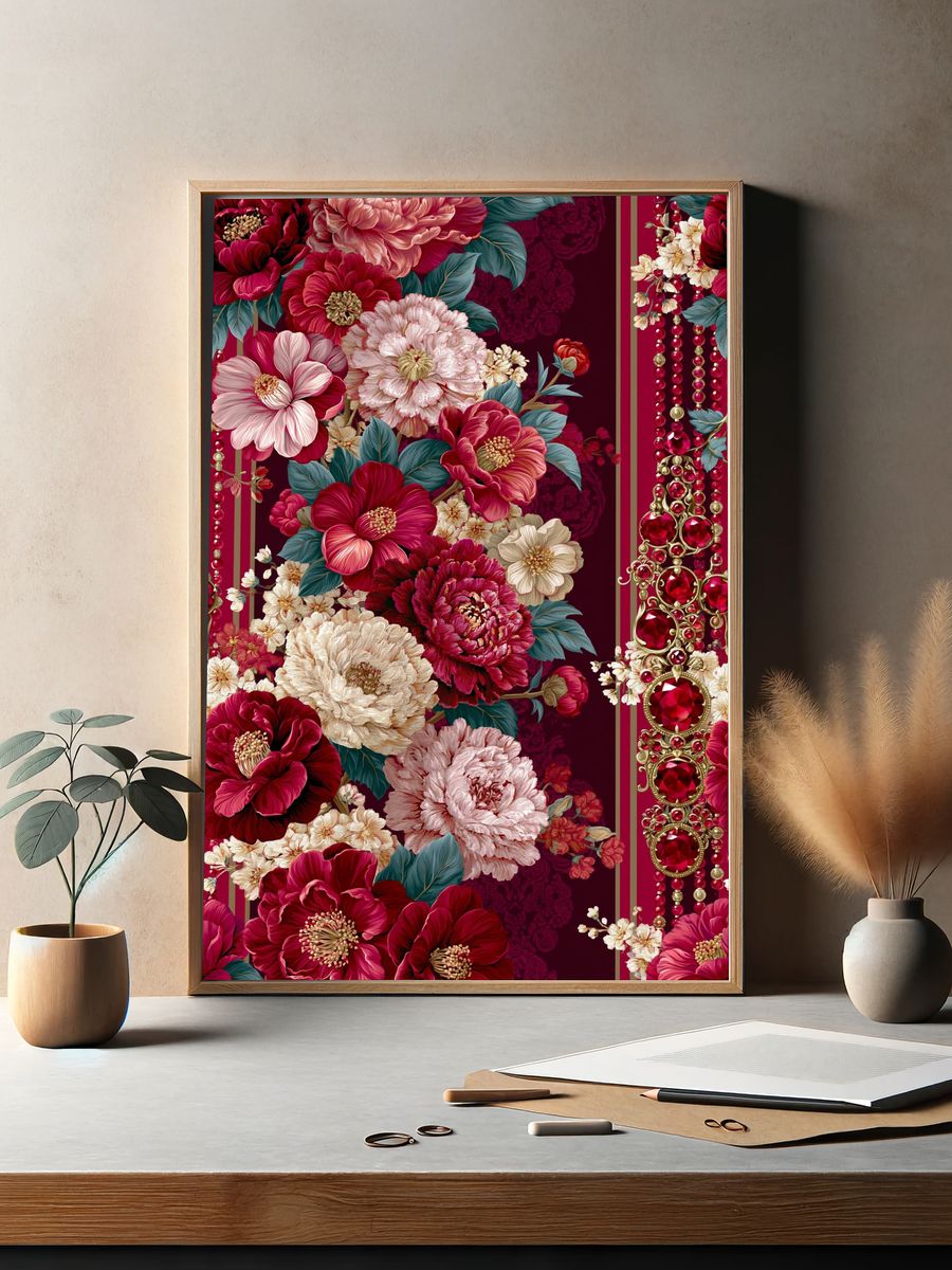 Velvet Floral Jewel Poster. — room view 2