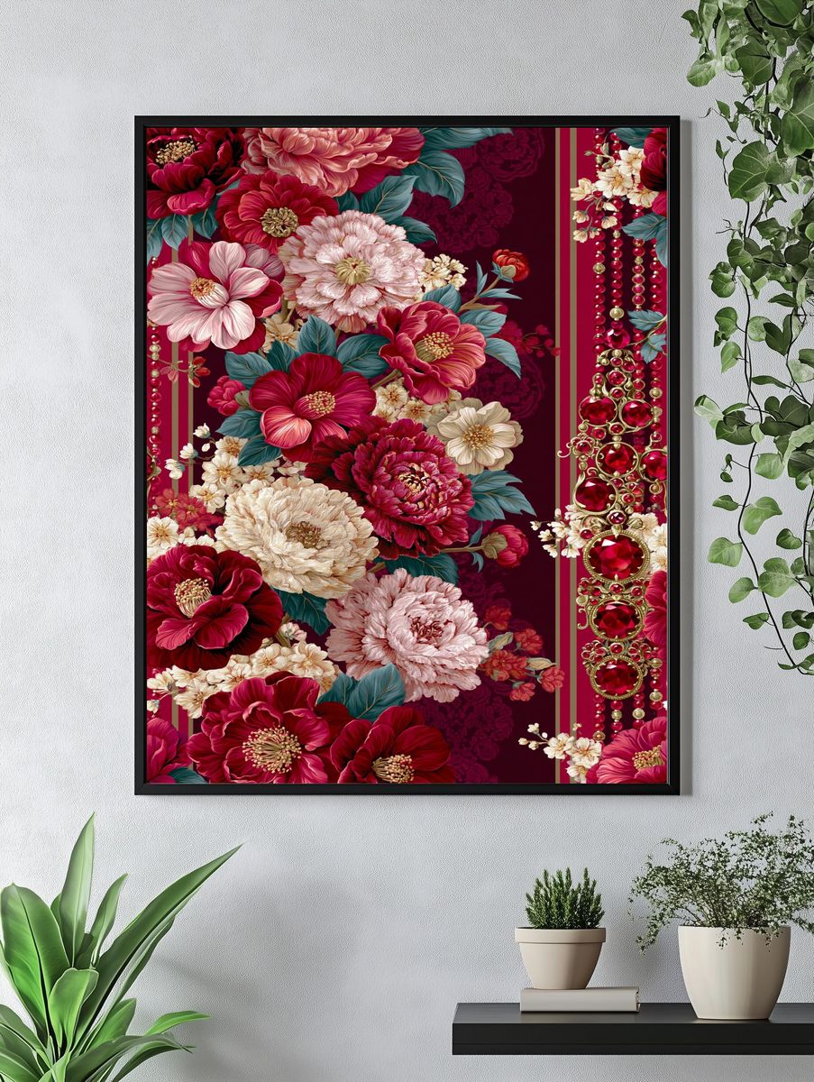 Velvet Floral Jewel Poster. — room view 4
