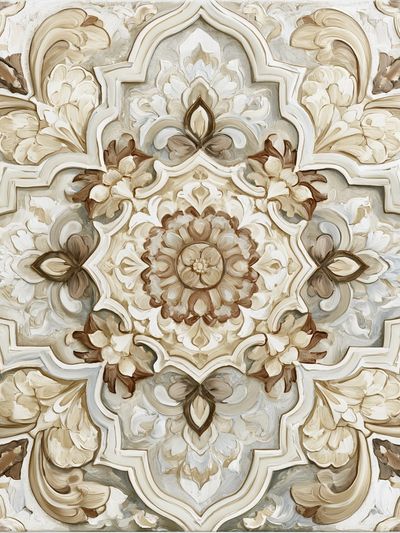 Ornate Floral Medallion Print.